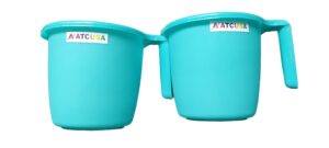 indian plastic mugs for bathroom bath accessory set of 2 mugs bathing mugs dabba, certified bathing water mug - 1.5 litre each - assorted colors