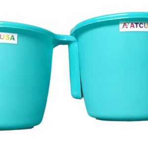 Indian Plastic Mugs for Bathroom Bath Accessory Set of 2 Mugs Bathing Mugs Dabba, Certified Bathing Water Mug - 1.5 Litre Each - Assorted Colors