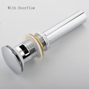 Pop Up Drain Stoper with Overflow Bathroom Sink Drain Lavatory Basin Sink Drain Chrome Finished