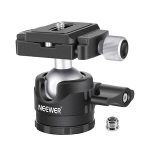 neewer 28mm low profile tripod ball head 360° panoramic rotating with 1/4" arca type quick release plate and bubble level for dslr cameras tripods monopods slider, max load: 5kg/11lb