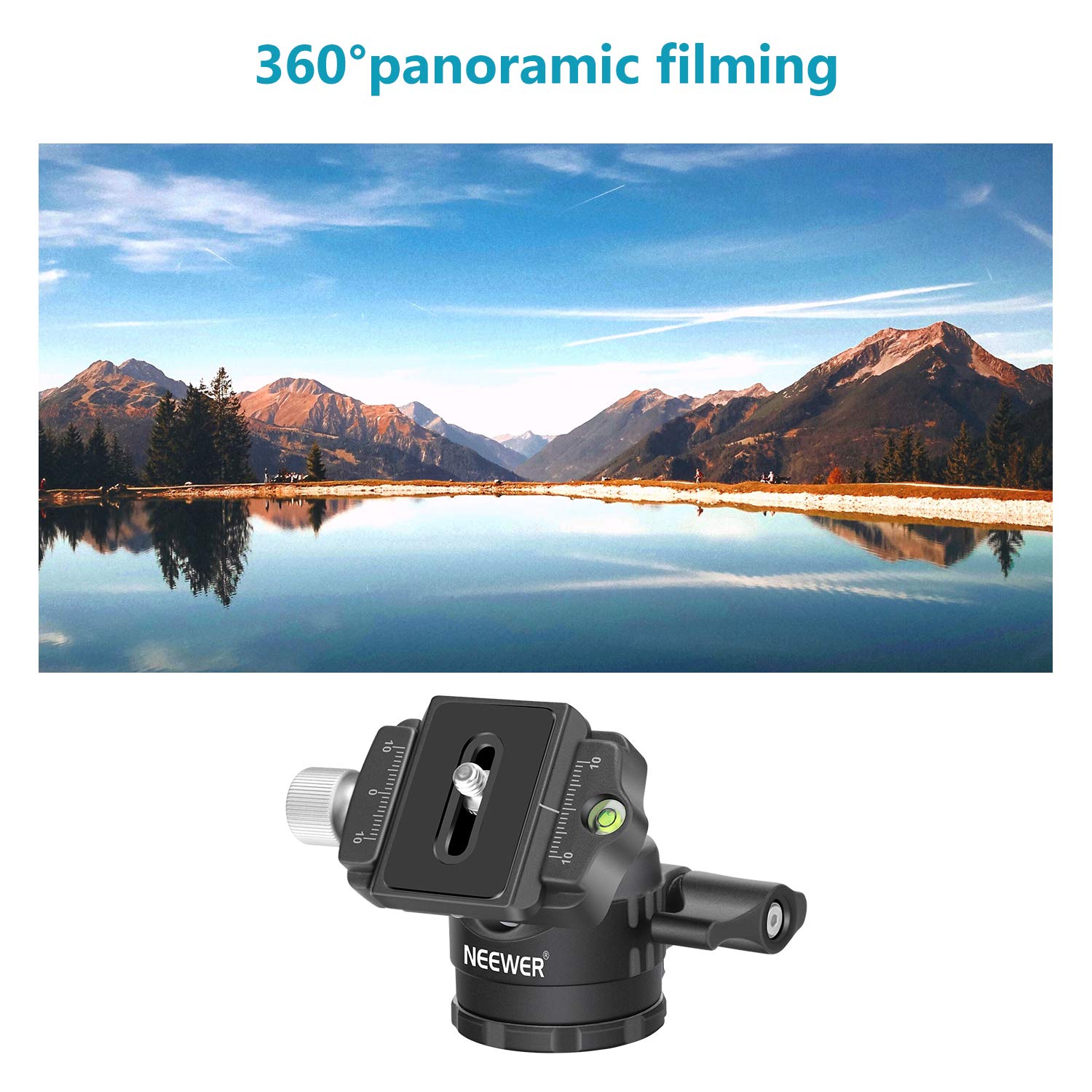 NEEWER 28mm Low Profile Tripod Ball Head 360° Panoramic Rotating with 1/4" Arca Type Quick Release Plate and Bubble Level for DSLR Cameras Tripods Monopods Slider, Max Load: 5kg/11lb