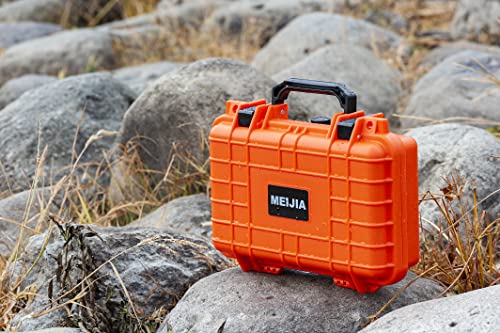 MEIJIA Portable All Weather IP67 Waterproof Protective Hard Case, Small Camera Case,Dry Case with Customizable Foam,Fit Use of Drones, Camera,Equipments, 11.65 ”x8.35”x3.78”(Orange)