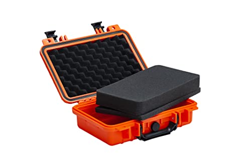 MEIJIA Portable All Weather IP67 Waterproof Protective Hard Case, Small Camera Case,Dry Case with Customizable Foam,Fit Use of Drones, Camera,Equipments, 11.65 ”x8.35”x3.78”(Orange)