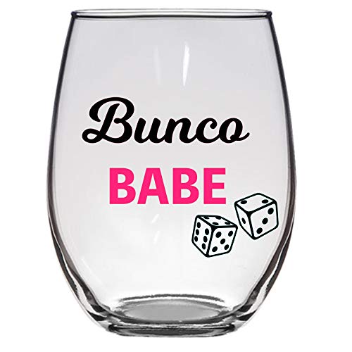 Bunco Babe Wine Glass, Large 21 Oz, Funny Wine Glass, Bunco Game