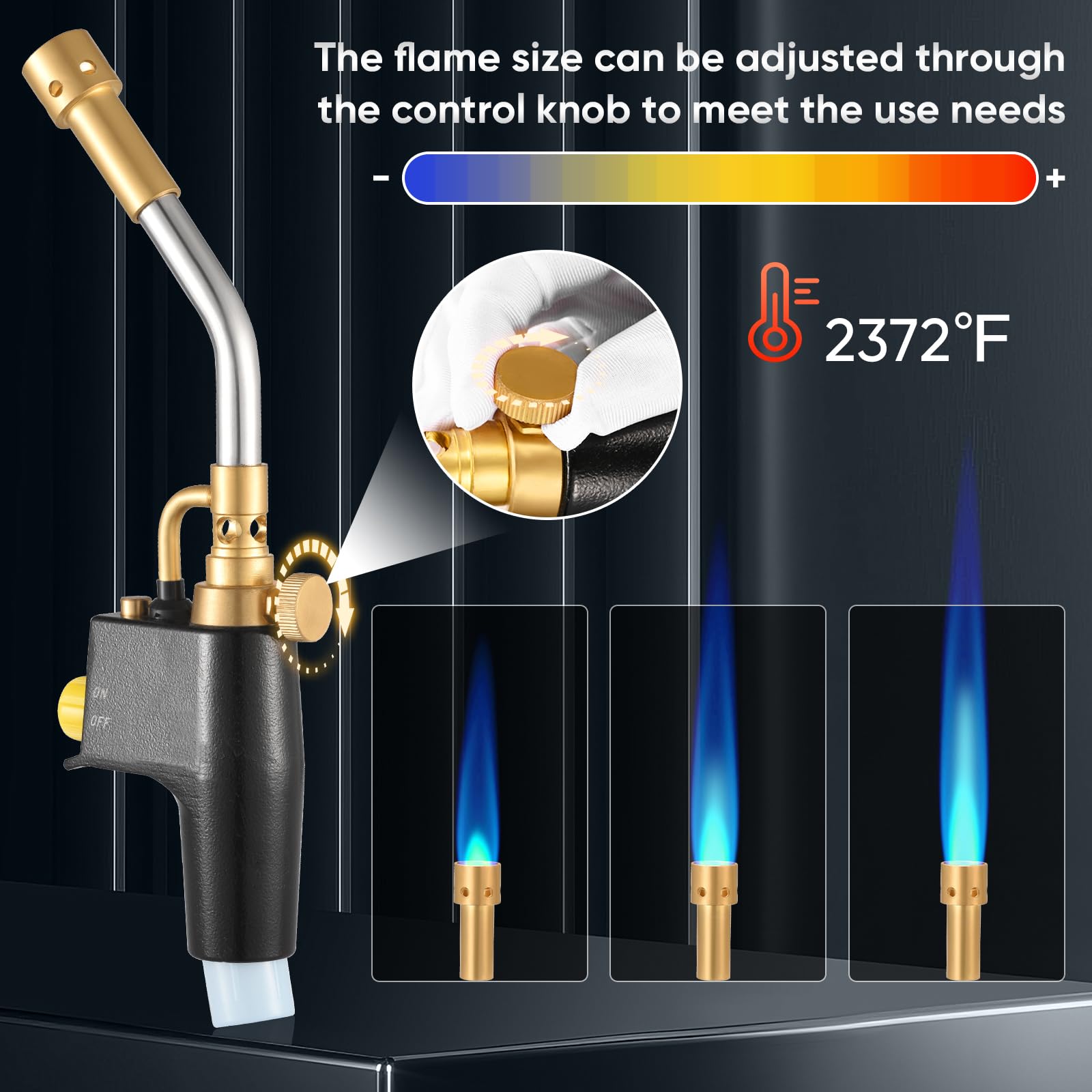 LIVOSA Heat Propane Mapp Torch Multi Purpose Includes 3 Nozzles/Tips High Intensity Trigger Start Torch Heat Shrink Torch