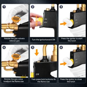 LIVOSA Heat Propane Mapp Torch Multi Purpose Includes 3 Nozzles/Tips High Intensity Trigger Start Torch Heat Shrink Torch