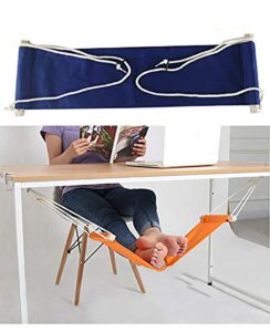 home-organizer tech portable adjustable foot hammock for corner desk office foot rest mini under desk foot rest hammock for home, office, airplane, travel, study and relaxing (dark blue)