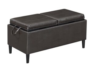 convenience concepts designs4comfort magnolia storage ottoman with reversible trays, espresso faux leather