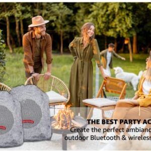 Margaritaville Outdoor Rock Bluetooth Wireless Speaker | Durable Bluetooth Speakers, Fantastic Yard or Patio Decor, IPX-4 Waterproof Rated, Granite Grey “On The Rock