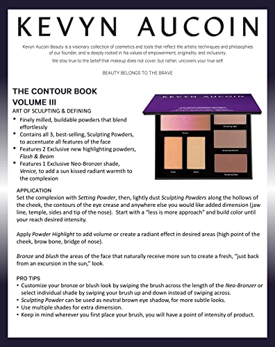 Kevyn Aucoin The Contour Book, The Art of Sculpting & Defining Volume 3: Makeup artist palette. Defines facial features. Eyes, cheekbone, nose & jawline. Highlighters to glow. All skin tones & shapes.