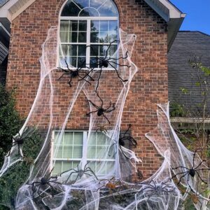 COOLJOY 200" Halloween Spider Web and 60" Giant Halloween Spider Halloween Decorations Virtual Realistic Hairy Spider Halloween Outdoor Indoor Decoration