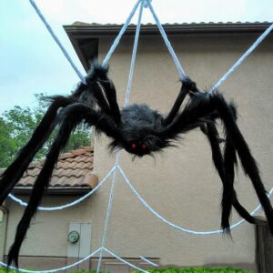 COOLJOY 200" Halloween Spider Web and 60" Giant Halloween Spider Halloween Decorations Virtual Realistic Hairy Spider Halloween Outdoor Indoor Decoration