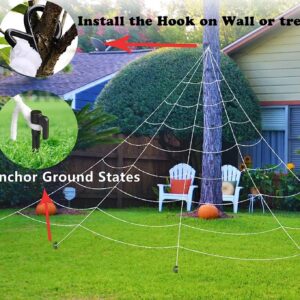 COOLJOY 200" Halloween Spider Web and 60" Giant Halloween Spider Halloween Decorations Virtual Realistic Hairy Spider Halloween Outdoor Indoor Decoration