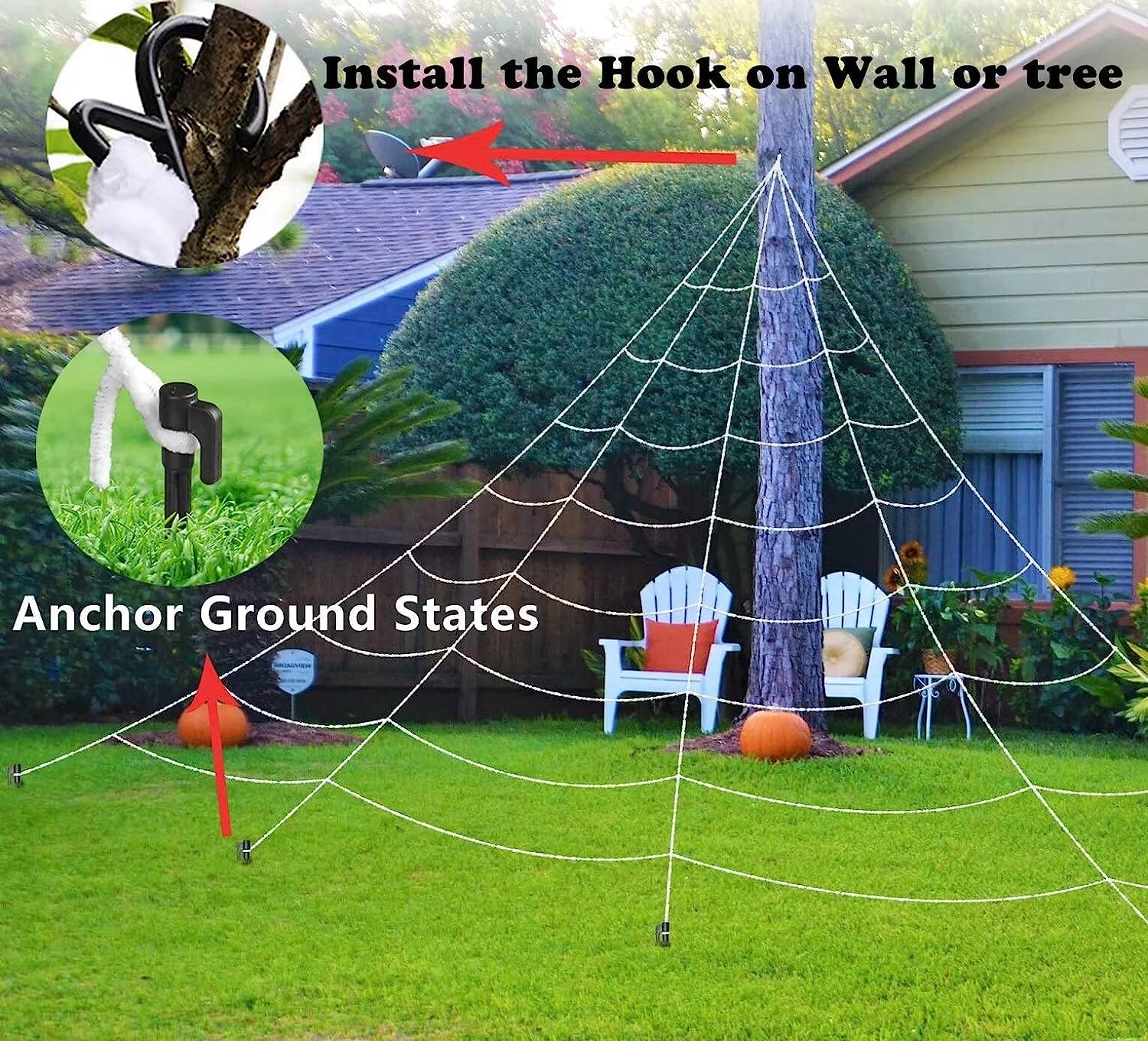 COOLJOY 200" Halloween Spider Web and 60" Giant Halloween Spider Halloween Decorations Virtual Realistic Hairy Spider Halloween Outdoor Indoor Decoration