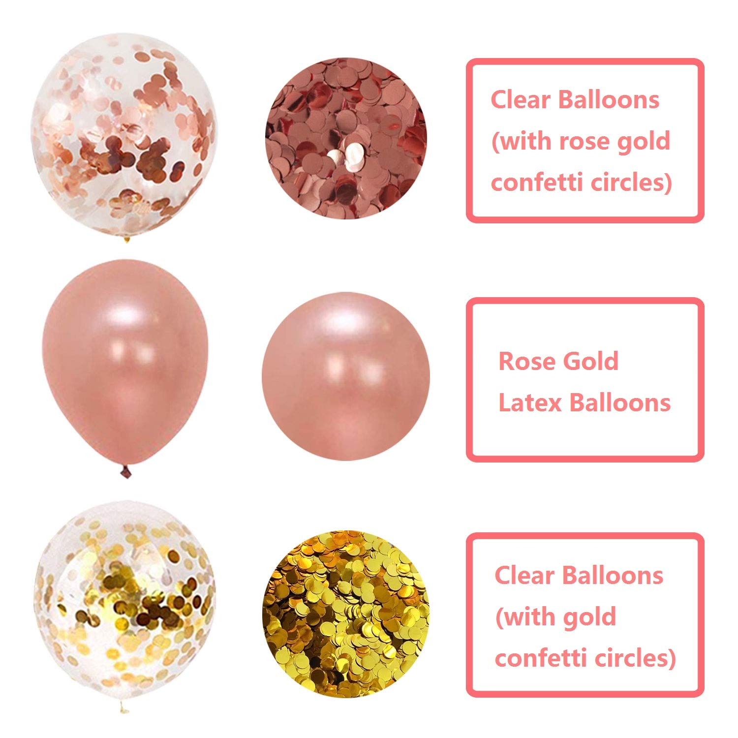 Rose Gold Balloons Party Decorations Supplies Set 35 Pack Include 30 Balloons, 2 Foil Fringe Curtains, 1 Rose Gold Sequin Table Runner, 2 Foil Ribbon for Birthday Party, Wedding,Xmas New Year Festival