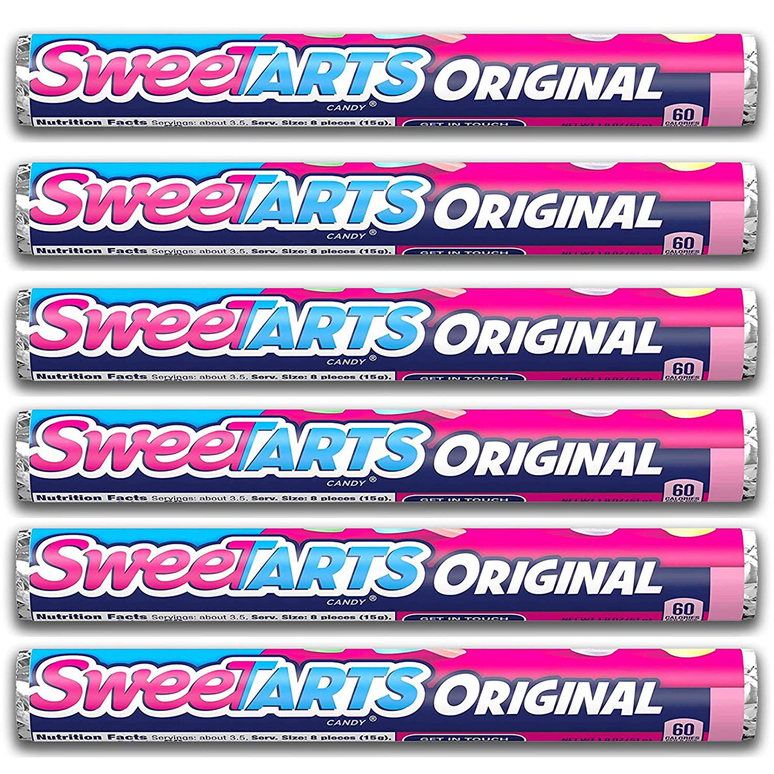 SweeTarts Original Candy | SweetTarts Fruit Flavored Candy | Hard Candy | 1.8 oz Tubes | Pack of 6 Tubes