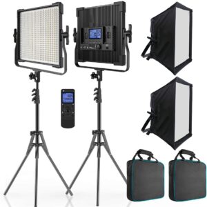 switti led video light panel lighting kit, dimmable bi-color photography lights with softbox, led light kit for video making, portrait shooting|45w/600pcs leds/3000k-8000k/cri96+
