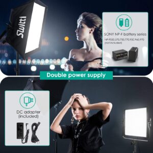 Switti LED Video Light Panel Lighting Kit, Dimmable Bi-Color Photography Lights with Softbox, LED Light Kit for Video Making, Portrait Shooting|45W/600pcs LEDs/3000K-8000K/CRI96+
