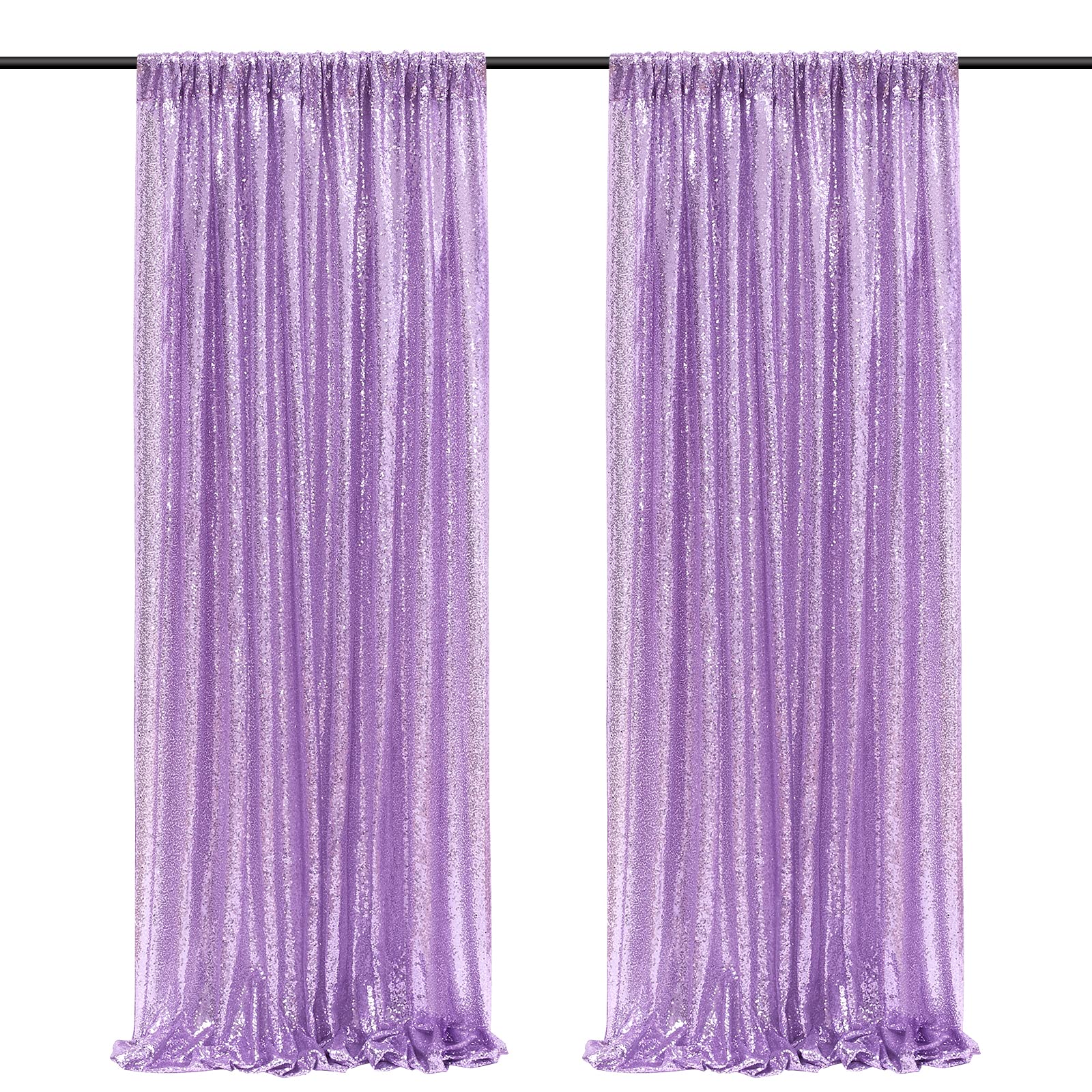 SoarDream Wedding Sequin Backdrop Lavender 2 Pieces 2ftx8ft Glitter Curtain Backdrop Arch Fabric Drapes for Baby Shower Birthday Party Decoration