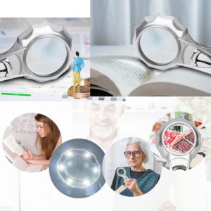 Rongon Magnifying Glass with Light Handheld Reading Magnifier Umbrella Shape with 6 LED Lights HD Reading Magnifying Lens Loupe (7X)