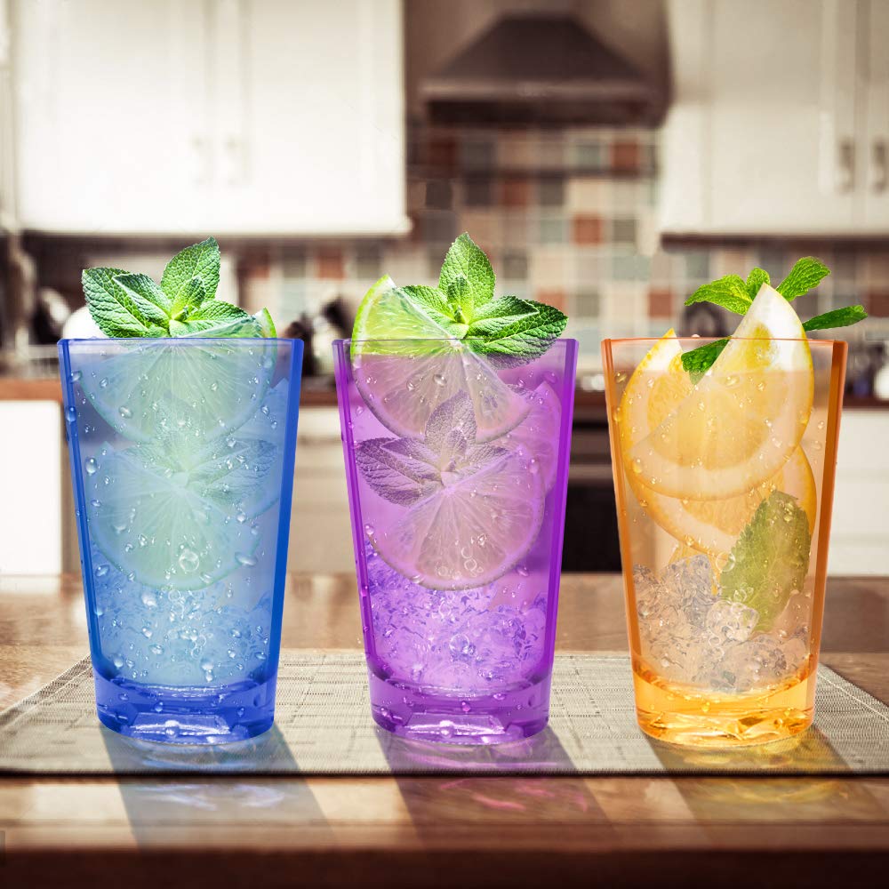 EgieMr Unbreakable Drinking Glasses, 5 Oz Plastic Tumblers Cups Set of 6 in 3 Assorted Colors