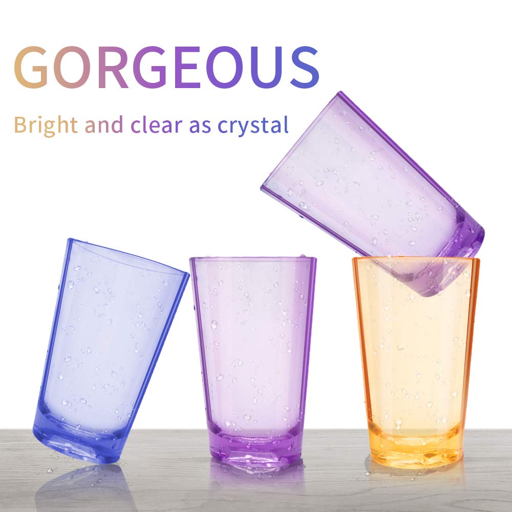 EgieMr Unbreakable Drinking Glasses, 5 Oz Plastic Tumblers Cups Set of 6 in 3 Assorted Colors