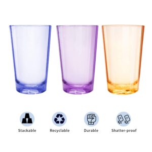 EgieMr Unbreakable Drinking Glasses, 5 Oz Plastic Tumblers Cups Set of 6 in 3 Assorted Colors