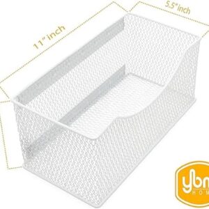 YBM HOME Mesh Magnetic Storage Basket Organizer with Extra Strong Magnets Holds Your Whiteboard and Locker Accessories, Perfect as Marker and Pencil Holder for Office, (1, Large) White