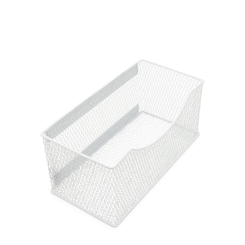 YBM HOME Mesh Magnetic Storage Basket Organizer with Extra Strong Magnets Holds Your Whiteboard and Locker Accessories, Perfect as Marker and Pencil Holder for Office, (1, Large) White