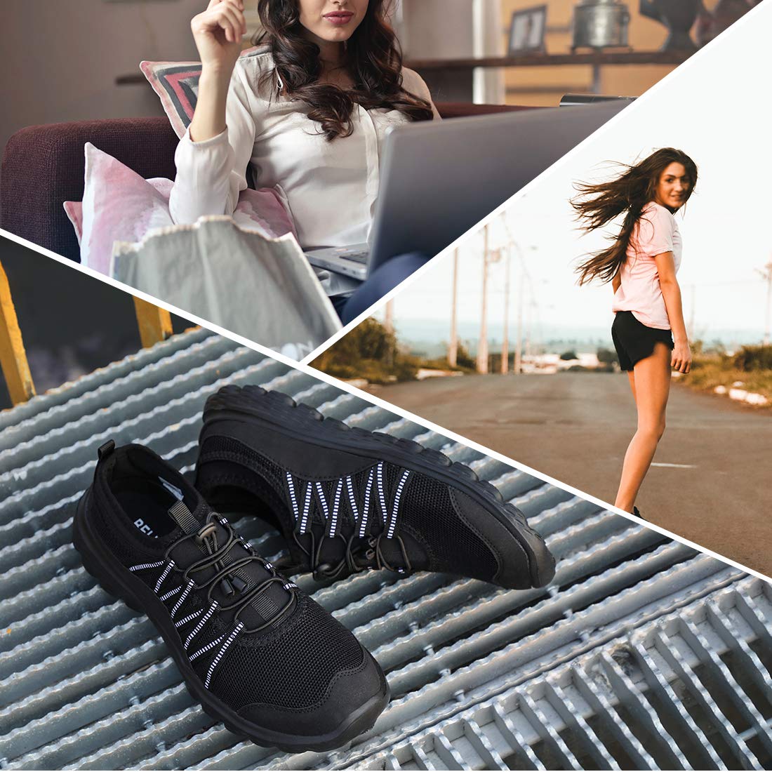 Slip on Walking Shoes for Women Fashion Sneakers Black Comfortable go Walk Casual Work Nursing Gym Athletic Sport Workout Shoes for Tenis Work Travel All Black 8.5 M US