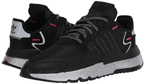 adidas Originals Women's Nite Jogger Sneaker, core Black/Shock Red/Silver Met, 7.5 M US