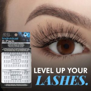 Ardell False Eyelashes Knot-Free Individuals Long Black, 6-Pack (contains 6 packs of lash trays with 56 Individual Lashes each)