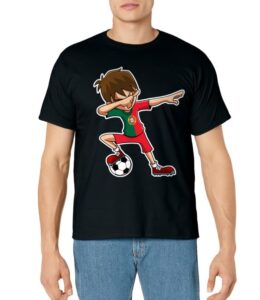 dabbing soccer boy portugal jersey, portuguese kids dab gift t-shirt