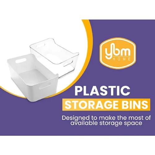 YBM HOME Storage Bins - Open Plastic Organizers and Storage Basket for Kitchen Pantry Organization, Under Sink Bathroom Storage, Toy Baskets, Food Storage Box Containers (Small - Clear 2 Packs)