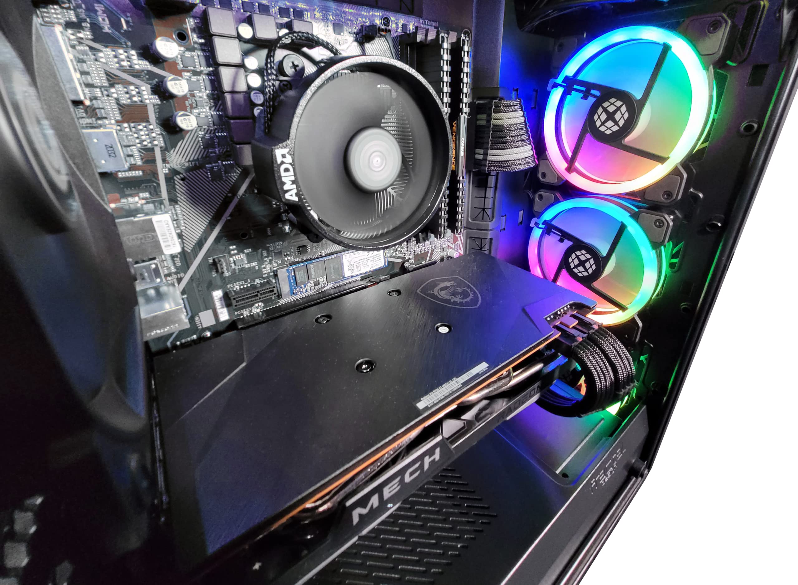 G3 Meshify Optimal Gaming Desktop (AMD Ryzen 5 5600G 6-core 4.4GHz Turbo, 16GB DDR4 RAM, 500GB NVMe SSD, Radeon Graphics, Windows 11) Gamer Computer PC
