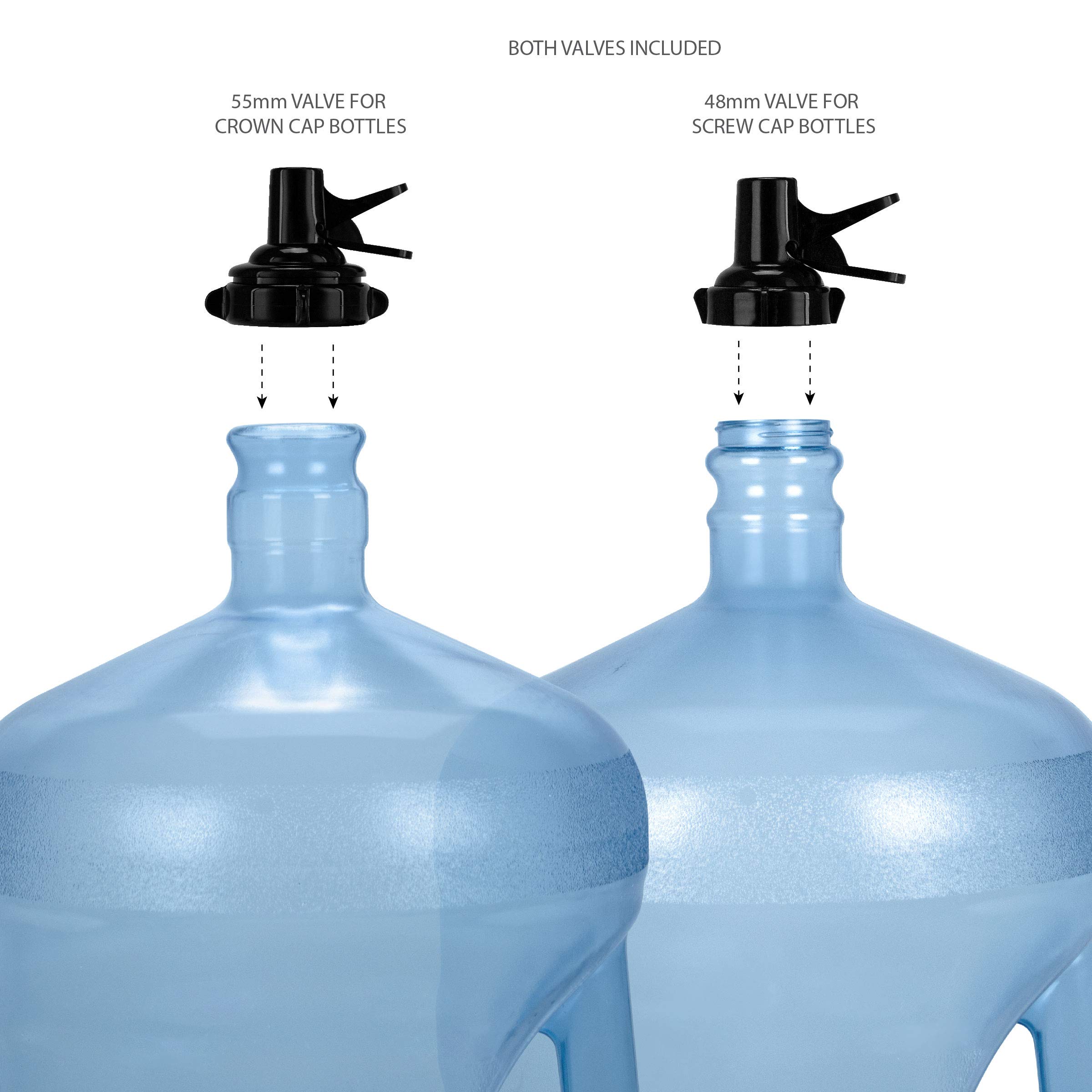 Brio 5 Gallon Water Bottle Jug Drink Dispenser Storage Cooler Foldable Cradle Stand BPA FREE Valves Stainless Steel Rack Holder No Leak Non Slip Countertop with 2 Dispenser Valves, Fits BOTH 48mm and