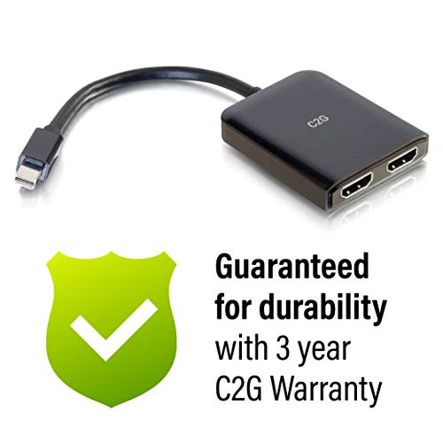 C2G 54292 USB Powered 4K 2-Port Mini DisplayPort to HDMI MST Hub Monitor Splitter, Black