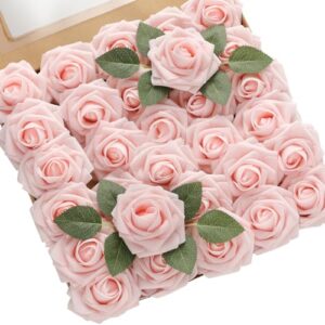 derblue 60pcs artificial roses flowers real looking fake roses artificial foam roses decoration diy for wedding,arrangements party home decorations