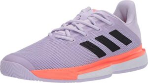 adidas women's solematch bounce w sneaker, purple tint/core black/signal coral, 11.5 m us