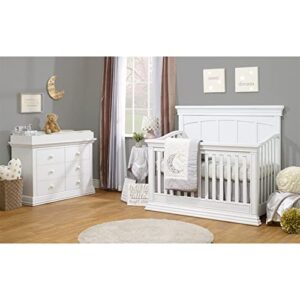 Sorelle Furniture Modesto Crib, Classic 4-In-1 Convertible Crib, White Crib Made of Wood, Non-Toxic Finish, Wooden Baby Bed, Toddler Bed, Child’s Daybed and Full-Size Bed, Nursery Furniture-White