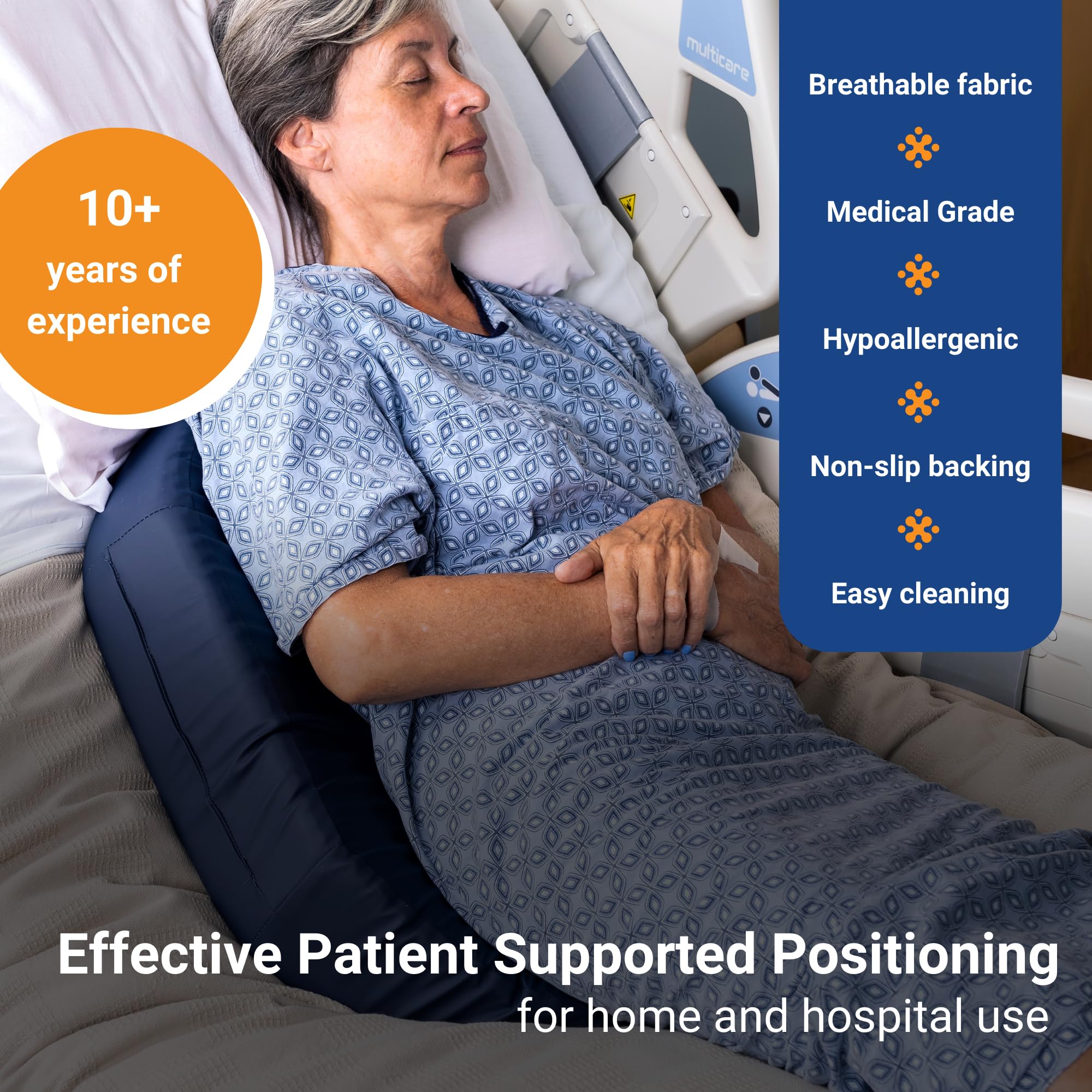 Bedsore Rescue Positioning Wedge – The Original Contoured Positioning Pillow for Bed Sore Prevention & Recovery, Pressure Ulcer Cushion & Patient Turning Wedge - Non-Skid