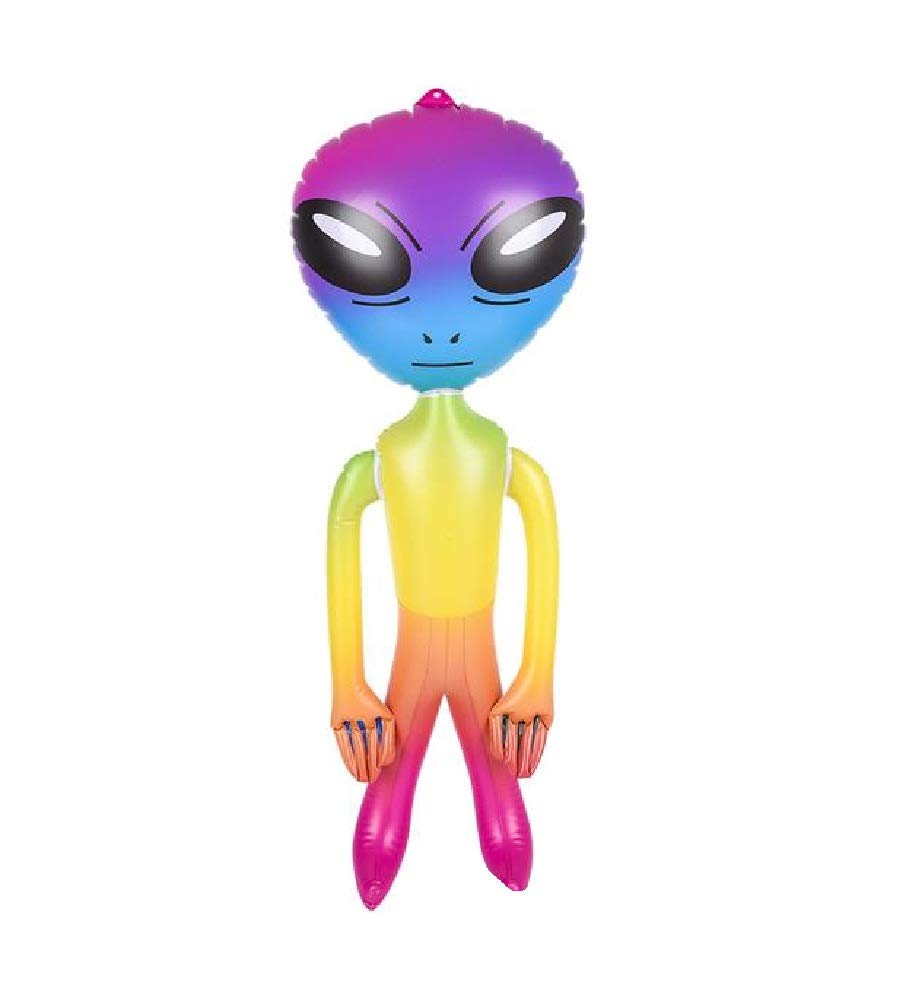 Novelty Treasures Colorful UFO Alien Inflate 3 Pack Space Galaxy Tie Dye Rainbow Party Decorations