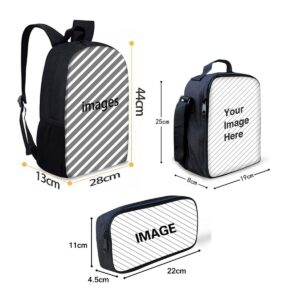 Sannovo Fire Water Football Designs Backpack Set 3 Piece School Bags for Teen Boys Lunch Bags Pen Holder