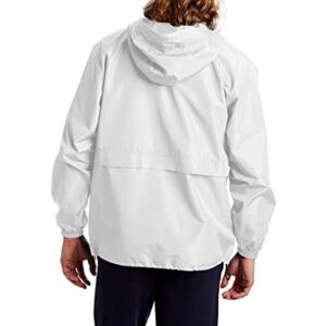 Champion, Stadium Full-Zip, Wind, Water Resistant Jacket for Men, White Small Script