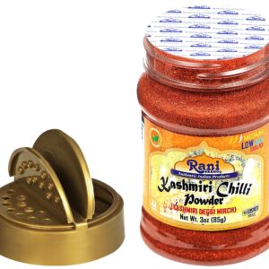 Rani Kashmiri Chilli Powder (Deggi Mirch, Low Heat) Ground Indian Spice 85g PET Jar ~ All Natural | Salt-Free | Vegan | Kosher | Gluten Friendly | Perfect for Deviled Eggs & Other Low Heat Dishes