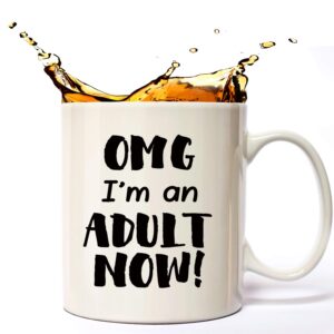 mr.mug omg i'm an adult now! adult brithday coffee mug11oz - funny 18th birthday gifts for your son, daughter, children, best friend.