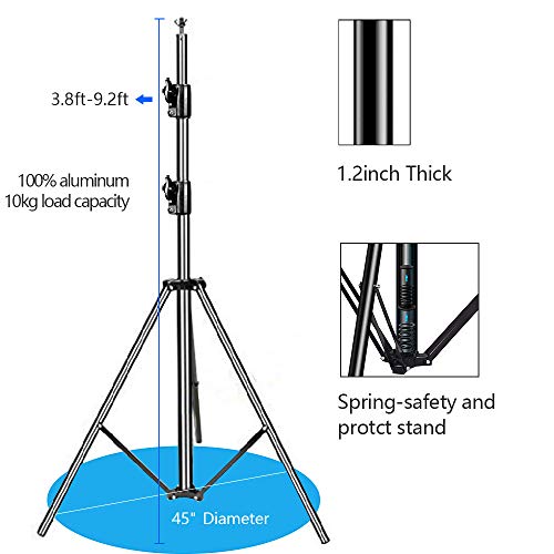 SLOW DOLPHIN Photo Video Studio 10ft (W) x 9.2ft (H) Heavy Duty Adjustable Photography Backdrop Stand Background Support System Kit with Carry Bag