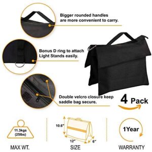 ABCCANOPY Sandbag Weight Bags for Photo Video Studio Stand (Black-4pcs)