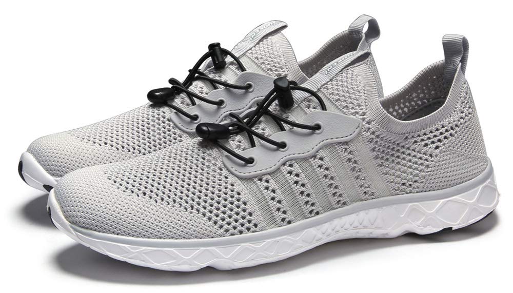 SUOKENI Women's Quick Drying Slip On Water Shoes for Beach or Water Sports LightGray.,Size:US 11/EU 42