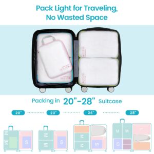 Cambond Compression Packing Cubes for Travel, 4 Pack Travel Bags Luggage Organizers Travel Essentials Compression Cubes for Carry on Suitcases, White